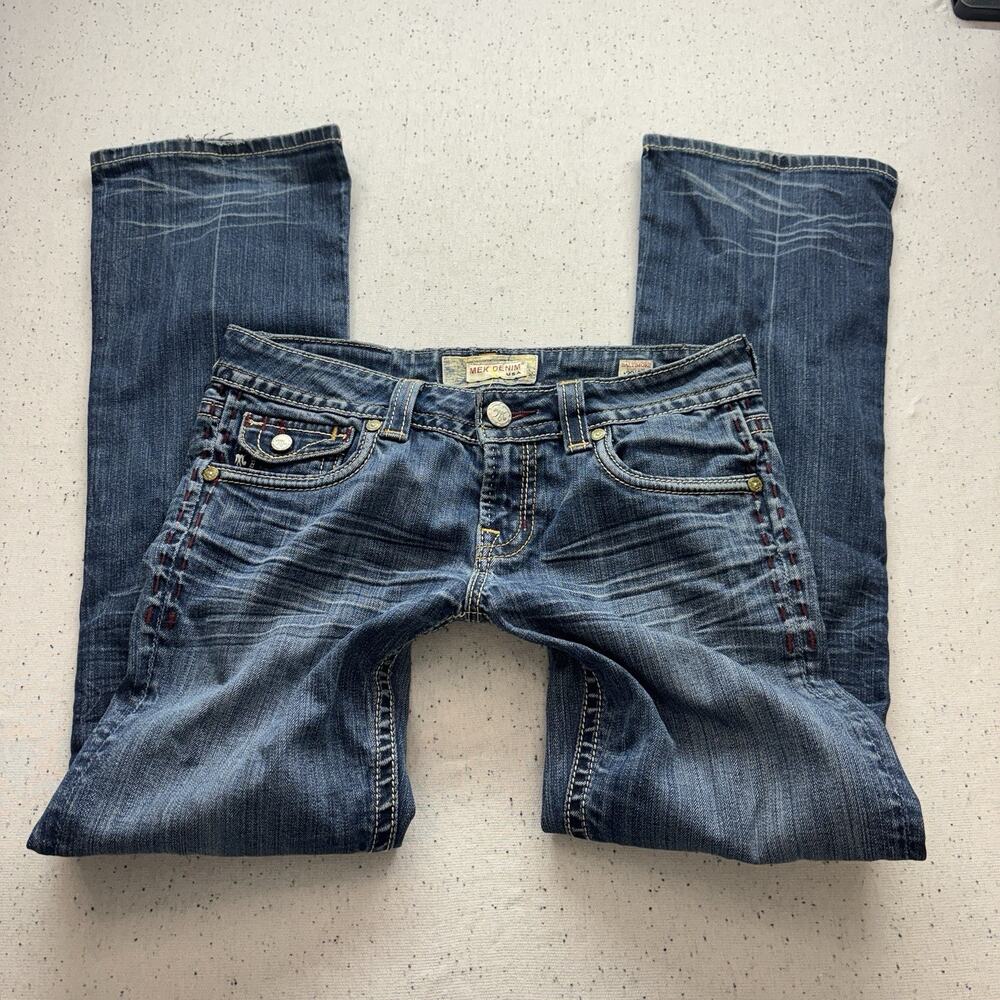 MEK Denim Baltimore Bootcut Jeans Womens 29x32 Blue Flap Pocket Y2K